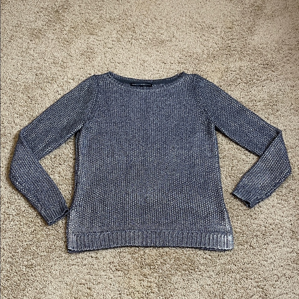 White House Black Market Metallic Gray Sweater